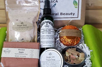 Beauty by Francesca Subscription Box with shower steamer, apple soap, bath salts, body oil and face mask,