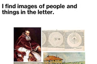 I look for images of the people and things in the letter, to illustrate the contents and to make it look interesting. 