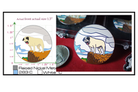 Vinny's trading pins are made of Raised Nickle Metal and are 1-1/2 Inch in size.  They are limited editioned.  
