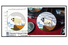 Vinny's trading pins are made of Raised Nickle Metal and are 1-1/2 Inch in size.  They are limited editioned.  