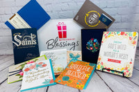 Bette's Box of Blessings subscription box featuring faith-themed items, including devotionals, cards, and inspirational gifts