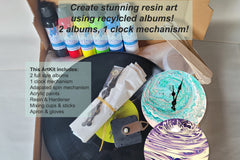A vibrant green resin art piece with crystal accents, featured in The Joy of Resin Art subscription box