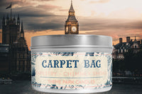 Carpet Bag candle by Theme Park Candles. Practically perfect in every way! Chimney soot and tapestry.