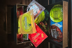 Display Fun size box. Glow in Dark , Flavors and Tattoos condoms