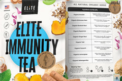 Elite immunity tea organic natural herbals: Echinacea, Ashwagandha, Ginger Root, Amalaki, Holy Basil Tulsi, Burdock Root, Spearmint, Guduchi