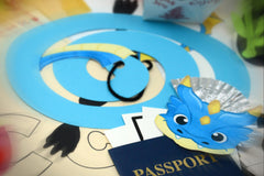 Hanging dragon craft from the China kit. The kit includes chopsticks, play noodles, passports, and more.
