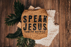 Our fierce and faith-filled leopard print tee, boldly proclaiming the words "Speak Jesus" across its stylish design.