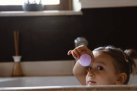 The kids bath time box includes a bath toy a soap and a bath bomb. It is so much fun to play in the tub with toys and soap 