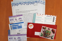 When Santa finished his vacation, he had some copies of various boarding passes. He sent some blank ones for the children to fill out.