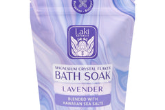 Laki Naturals Magnesium Bath Soaks in Lavender & Garden Rose, help relax, soothe and hydrate the mind and body.
