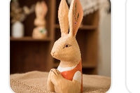 Cute Rabbit Green  Decorative Wood Carving Decor