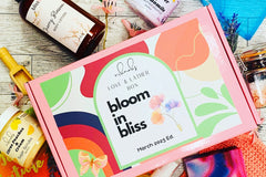 March 2023 box is Blooming with Bliss. Enjoy our hand-crafted bath and body products.