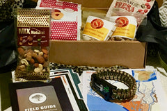 First hike of the season!  This box features a survival bracelet and locally sources snacks, complete with a nature and trail guide.