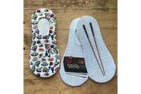 Sushi and Bento Box No-Show Socks.  I thoroughly enjoy sushi, and could not resist making a fun combo showcasing a delicious food.