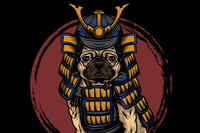 This Vinny the Pug Samurai graphic art rendition was inspired by a character I once saw in a Japanese epic