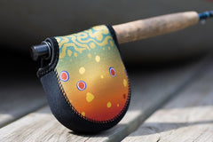Wingo Reel case included in the Fall 23 gear box. Featuring an extra-large over-rod flap, drain holes, and durable Velcro.