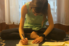 Dancer using her Ballet Kit for Teens & Tweens. Worksheets, coloring pages, ballet history, charms for dance bag and more!
