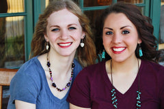 Young models featuring several International Blessings products including earrings and necklaces that are handcrafted. 