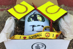 Pro Style Sports softball lover's gift box with a softball coin purse or ID holder, softball lanyard, and greeting card