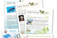 Plush and Snail Mail Weekly Letter  from Sunny the Mail Snail for ages 3 to 8