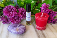 Positive Psychology based, Sacred Strengths Wisdom Box with Aromatherapy Roll, Amethyst crystal, Wisdom candle.