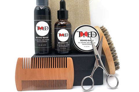 All Natural and Organic 6 in 1 Beard grooming care includes Oil|Balm|Wash|Brush|Comb| Scissor for men,father,boyfriend,husband,birthday gift