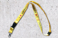 I Heart Softball Lanyard with removable alligator clip connector, safety break away, and double sided printing
