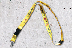 I Heart Softball Lanyard with removable alligator clip connector, safety break away, and double sided printing