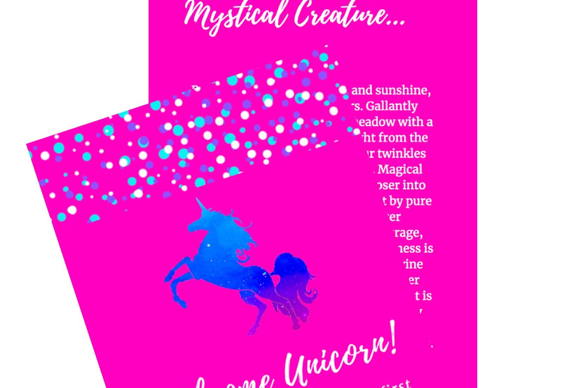 Unicorn Fun Box storybook inserts are included with every order and every mo th is a different insert
