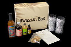 Swizzle Box's Zombie Cocktail kit has been our most popular. Two Zombie tiki glasses, syrups, lime juice and aromatic bitters. 