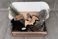 Entry Envy November Refill Decor Kit- pictured: greenery floral pick with twigs, tea light, bat decoration, moss bag with securing picks. 