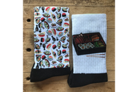 Sushi and Bento Box Crew Socks.  I thoroughly enjoy sushi, and could not resist making a fun combo showcasing a delicious food.