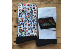 Sushi and Bento Box Crew Socks.  I thoroughly enjoy sushi, and could not resist making a fun combo showcasing a delicious food.
