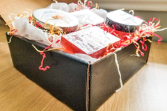 Self Care Box- 8oz candle, wax melts, soap + soap bag, dead sea salt body scrub