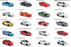 The Hot Wheels monthly subscription box containing a personalized car with name, display case, additional new cars, and accessories.