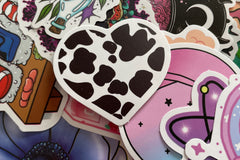 Monthly subscription package with ten die cut stickers great for water bottles.laptops, skateboards and scrapbooking.