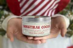 Christmas Cocoa Soy Wax Candle by Theme Park Candles.  This candle smells like rich hot cocoa, vanilla, and holiday spice.