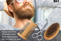 All Natural and Organic 6 in 1 Beard grooming care includes Oil|Balm|Wash|Brush|Comb| Scissor for men,father,boyfriend,husband,birthday gift