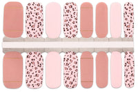 Alternating pink and blush-colored set of Nail Wraps with a leopard pattern. Sixteen total stickers.