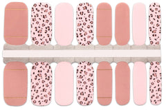 Alternating pink and blush-colored set of Nail Wraps with a leopard pattern. Sixteen total stickers.