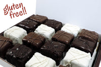 Nettie's Craft Brownies Gluten Free Brownie Bite milk dark white chocolate gluten free brownie bite size dipped in chocolate in box
