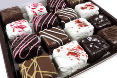 Image of a box of our Valentine's Combo including our Valentine's flavors, the Raspberry Brownie Bite, and the Red Velvet Blondie Bite.