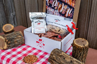 May box, Carolina Pork Ribs from My BBQ Box.  Includes custom rub, cooking instructions, wood chips or pellets, and a BBQ accessory.