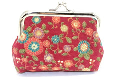 Stylish kiss-lock vintage floral pattern coin purse.  This is big enough to hold your ID and keys; multipurpose purse.