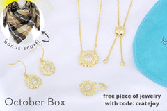 Your Bijoux Box , Jewelry subscription, subscription, charms, 18k, gold, sunflowers, pearl jewelry,  sterling silver, delicate, nature