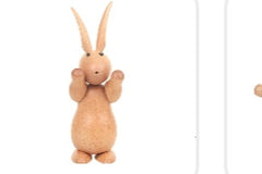 Cute Rabbit Green  Decorative Wood Carving Decor