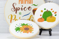 yellow and orange flower counted cross stitch hoop beginner friendly with complimentary hoop designs 